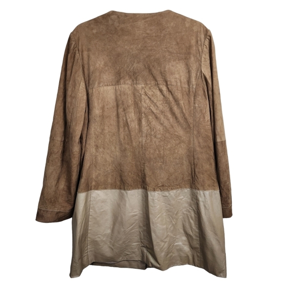 Chico's Brown Tan Leather Suede Midi Length Jacket Women's Size Large Size 2 - Picture 3 of 8